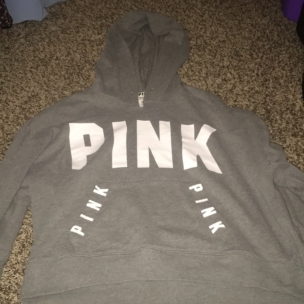 Pink gray crop sweater